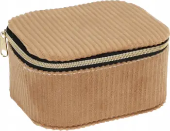 Kuti bizhuterish Jewelry Box Corduroy Casket, 11.5x9.5x6cm, me ndarje të brendshme, bezhë