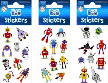 Ngjitëse Stickerboo S-BOO Robots, set me robotë, shumëngjyrëshe