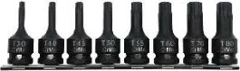Set bit çelësa goditës Pro-Line Torx 1/2", T30–T80, 8 copë, gri
