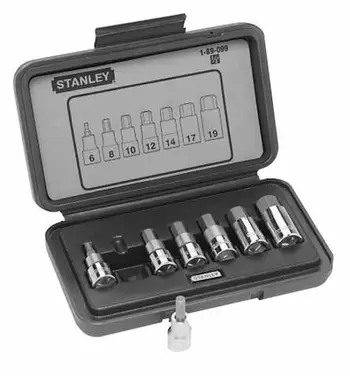 Set bitash gjashtëkëndorë Stanley 1 2", H6 H19, 7 copë, argjendtë