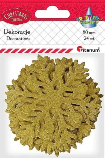 Ngjitëse letre dekorative Titanum Paper Stickers Snowflakes, 80mm, 24 copë, ngjyrë ari