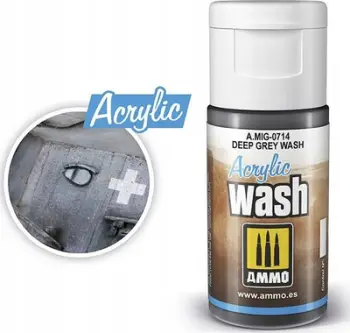 Ngjyrë akrilike Mig Ammo Acrylic Wash 0714 Deep Grey, larje modeli, gri e errët