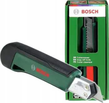 Thikë rrëshqitëse Bosch, teh i segmentuar 18mm, dorezë SoftGrip, jeshile