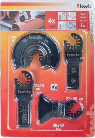 Set aksesorësh multitool KWB 708800, 4 pjesë, sharra për vegla multifunksionale - 2