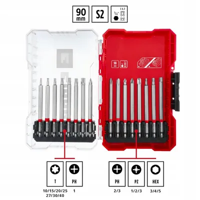 Set bitash kaçavide Einhell, 16 copë, 90mm, në kuti M Case - 2