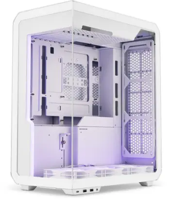 Kuti gaming SSUPD XHUTTLE Dual Display MIDI Tower, panoramike, montim vertikal, e bardhë