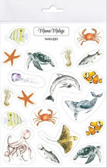 Ngjitëse Mama Paints Sea and Ocean Animals, kafshë deti, fletë 15x20 cm, shumëngjyrëshe