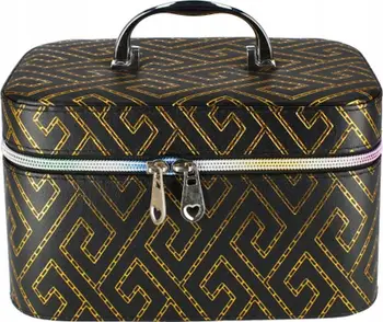 Kuti kozmetike CHEST M, 21x14x13 cm, me pasqyrë, e zezë me të artë