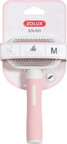 Furçë për mace Zolux ANAH Soft, madhësia medium, pluhur rozë