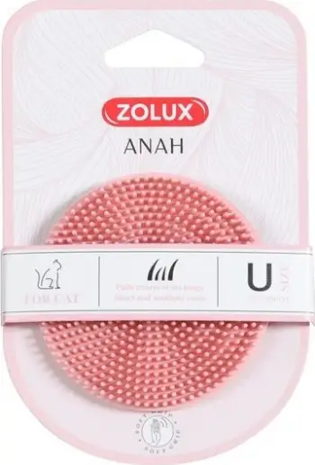 Furçë rrethore gome për mace Zolux ANAH Rubber, ergonomike, për qime të shkurtra dhe mesatare