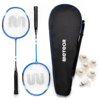 Set badminton për fillestarë, 2 raketa alumini, 6 fite me pupla, me çantë mbrojtëse