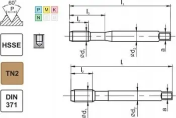 Çezmë prerëse makinerike FANAR UNC 1/4-20 DIN-371 HSSE 800X C/2, për çelik inox