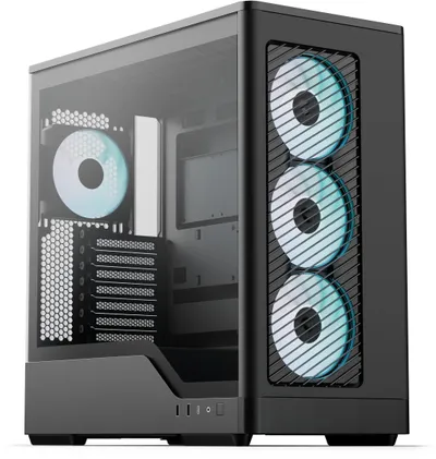 Kuti kompjuteri Aerocool D520A Mid Tower, ATX, xham i temperuar, e zezë - 1