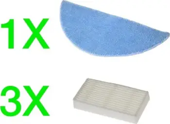 Set aksesorësh për robot pastrues Evolveo Robotrex H5 H6 RTX-ACP, 3 filtrat HEPA, leckë mikrofibër XXL