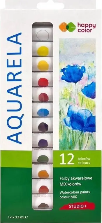 Ngjyra akuareli Happy Color Studio, set 12 ngjyra, 12 ml