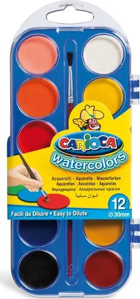 Ngjyra akvareli Carioca KO040/a, set 12 ngjyra, me penel