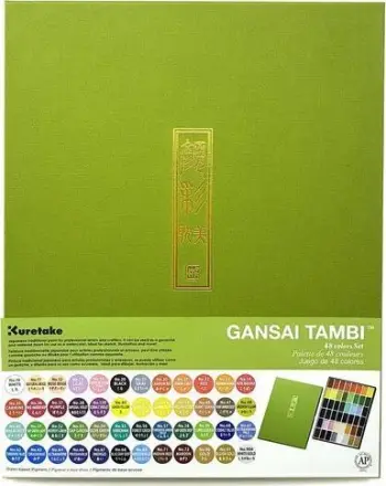 Set akuarele Kuretake Gansai Tambi, 48 ngjyra, kuti jeshile