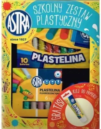 Set arti Astra School Art, ngjyra uji dhe tempera, plastelinë dhe masë modeluese, shumëngjyrësh