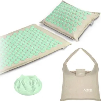 Set akupresure Neo-Sport 190201, tapet dhe jastëk, fibër kokosi, gri mint