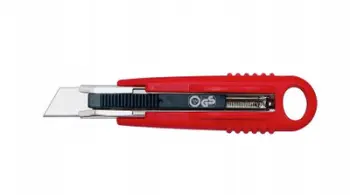 Thikë sigurie WEDO Safety Cutter Standard, mekanizëm vetë tërheqës, 14.5 cm, zi e kuqe