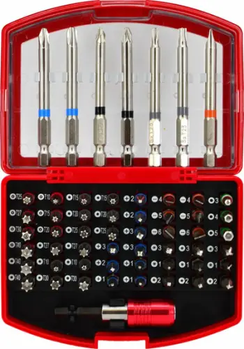 Set bitash AWTools AWTOOLS 56 copë, çelik S2, me kuti plastike