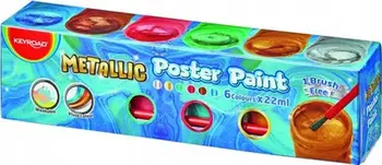 Ngjyra metalike për poster Keyroad Color Paint, set 6x22ml, me penel, shumëngjyrëshe