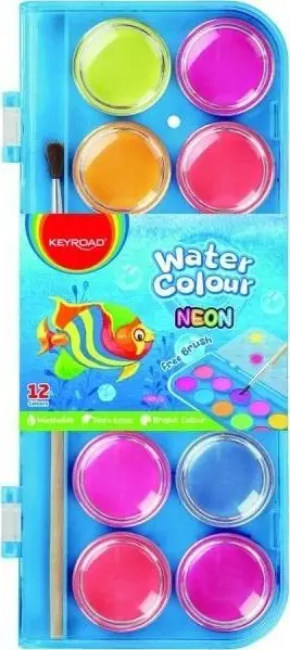 Ngjyra uji KEYROAD Neon, 12 ngjyra, me furçë