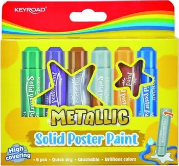 Ngjyra poster në stick KEYROAD Metallic, set 6 ngjyra, 10g