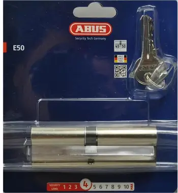 Cilindër dere Abus E50N 45/50, profil i dyfishtë, metalik