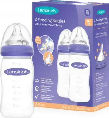 Set biberonësh Lansinoh Feeding Bottle, 2x240ml, pa BPA, transparent