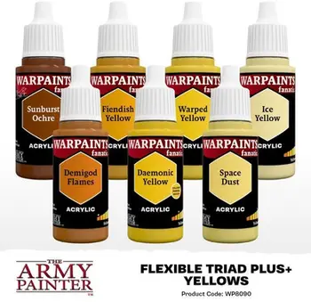 Set boja akrilike The Army Painter Warpaints Flexible Triad PLUS+ Yellows, 7 x 18ml, për miniatura