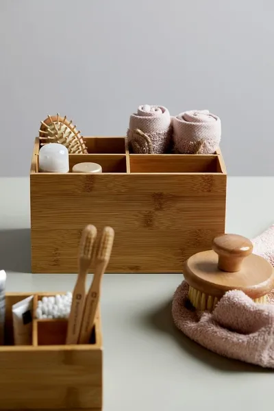 Kuti organizuese Terra Bamboo, 3 ndarje, bambu, kafe - 5
