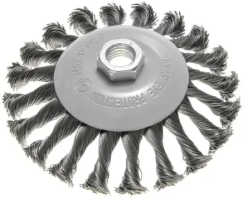 Furçë teli Graphite 125mm, tela çeliku të përdredhur, fijë M14, e argjendtë