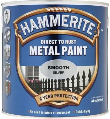 Ngjyrë metalike Hammerite Metal Paint Smooth Silver, 750ml, argjendtë satin