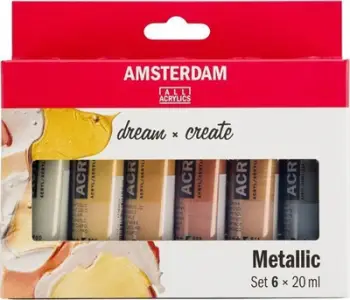 Set boja akrilike Amsterdam Acrylic Paint Metallic, 6 x 20 ml, shumëngjyrëshe