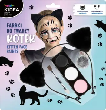 Set bojrash fytyre KIDEA Derform, 3 ngjyra, me shirit koke mace, multingjyrësh