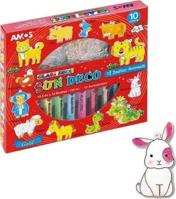 Set boja për xham Amos Animals, 10 ngjyra, për vitrazhe