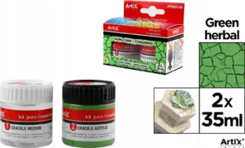 Set bojë akrilike Artix, medium për efekt plasaritjeje, 2x35ml, jeshile e errët