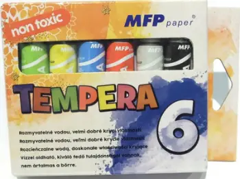Set bojë tempera Marco 12 ml, 6 copë, shumëngjyrëshe