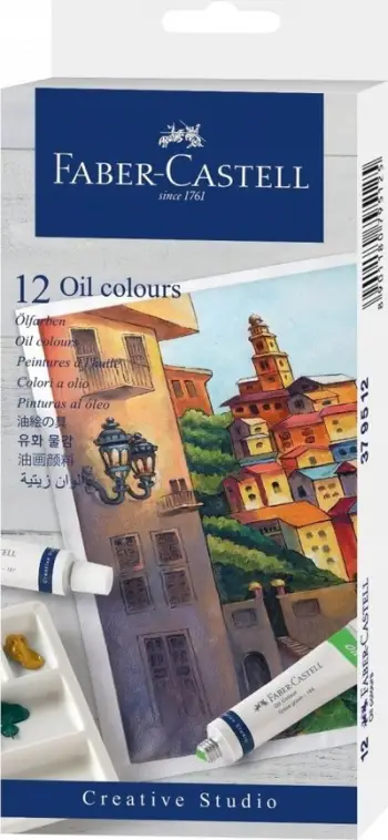 Set bojëra vaji Faber-Castell, 12 tuba 20ml, shumëngjyrëshe