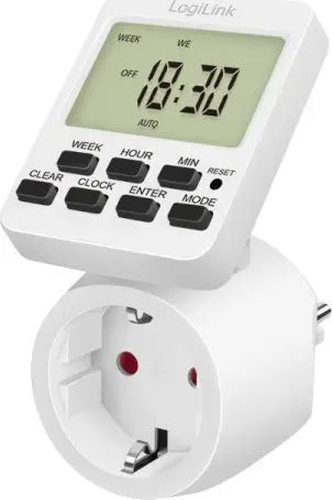 Timer elektrik LogiLink ET0014, digjital, programim ditor dhe javor, i bardhë