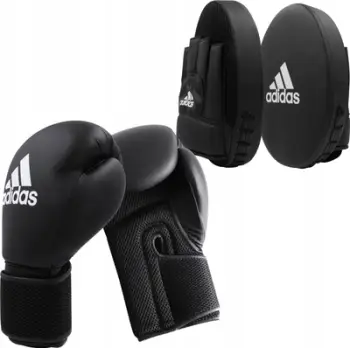 Set boksi Adidas Boxing Set, doreza 12 oz, fokus pads, të zeza