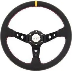 Timon sportiv MTuning Steering Wheel Pro 350mm, offset 80mm, karbon, i verdhë