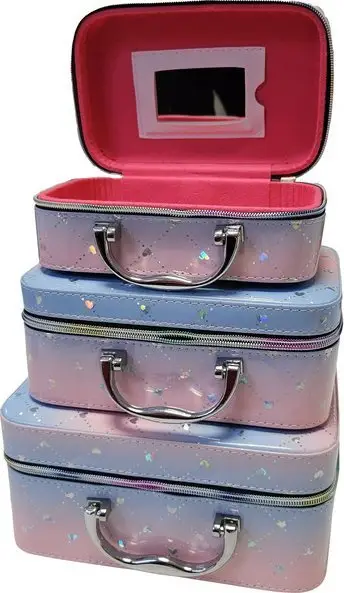 Set çanta kozmetike Extralink 3in1 Makeup Organizer 251, me pasqyrë, rozë