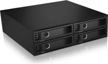 Kuti për disqe ICY BOX IB‑2242SSK, për 4× 2.5″ SATA/SAS HDD/SSD, aliaz alumini, e zezë