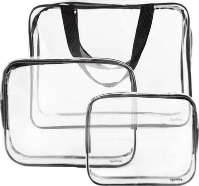 Set çantash organizuese Transparent Necessities, 3 pjesë, PVC, transparente - 1
