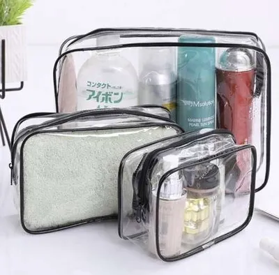 Set çantash organizuese Transparent Necessities, 3 pjesë, PVC, transparente - 4