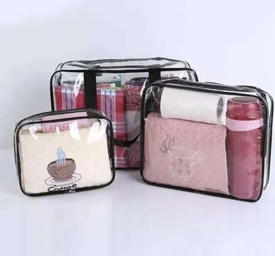 Set çantash organizuese Transparent Necessities, 3 pjesë, PVC, transparente - 5