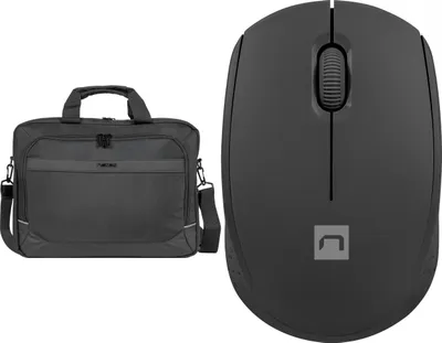 Set çantë dhe maus Natec Kudu Stork, 15.6", wireless, i zi - 1