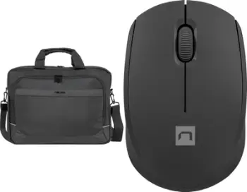 Set çantë dhe maus Natec Kudu Stork, 15.6", wireless, i zi
